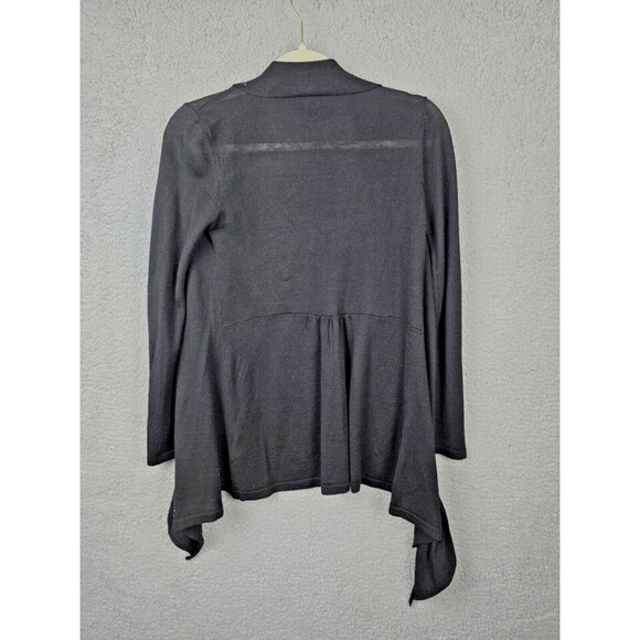 Colour Works Cardigan Sweater Womens S Black Silver Stud Long Open High Low - Picture 3 of 10